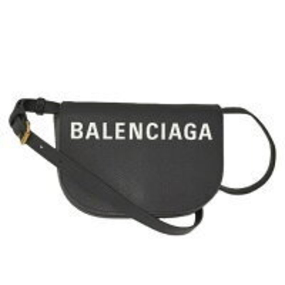 Balenciaga Ville Shoulder Bag Logo Leather Black